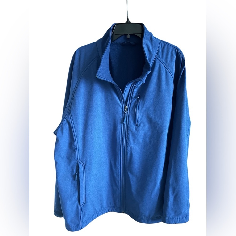 Gorpcore Techwear Blue Fleece Lined Softshell Zip Jacket Oversized Size XL